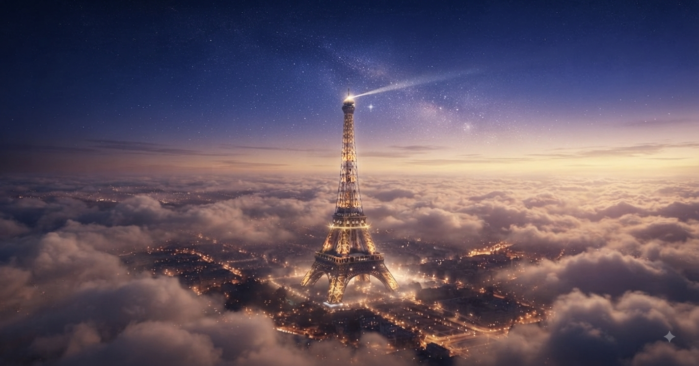 Paris skyline at golden hour